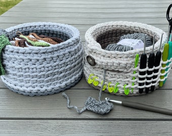 Crochet baskets • handmade baskets • 2-in-1 baskets • digital crochet instructions • pdf in German • storage • cotton cord • instructions