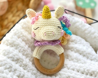 Crochet Unicorn Baby Rattle Pattern: Amigurumi Toy Tutorial (PDF)