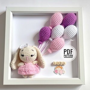 PATTERN: Crochet Rabbit, Crochet Bunny, Cute Rabbit in Box Frame, DIY Crochet Bunny, Bunny Toy Tutorial, Personalised Baby Frame