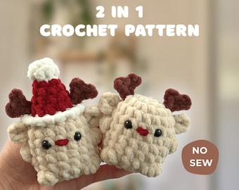 Mini Reindeer Crochet Pattern, Christmas Amigurumi Plushie, Cute Christmas Ornament, Crochet Christmas Decor Pattern