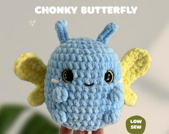 Patrón de crochet de mariposa gruesa: Amigurumi de costura baja (patrón PDF)