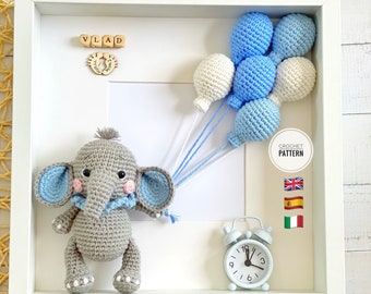 MUSTER: Elefant häkeln, Amigurumi Elefant Anleitung, Elefant Häkelanleitung, Englisch - Spanisch - Italienisch PDF Häkelanleitung