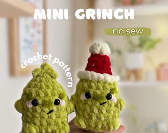 Mini Grinch Crochet Pattern, Grinchie Crochet Partern, Christmas Crochet Ornament, Amigurumi Winter Plushie, Beginner PDF Tutorial
