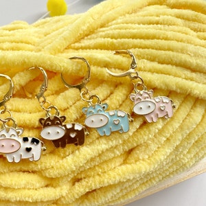NBEADS 12-Piece Cow Stitch Markers – Colorful Alloy Enamel Locking Markers For Knitting & Crochet - View #8