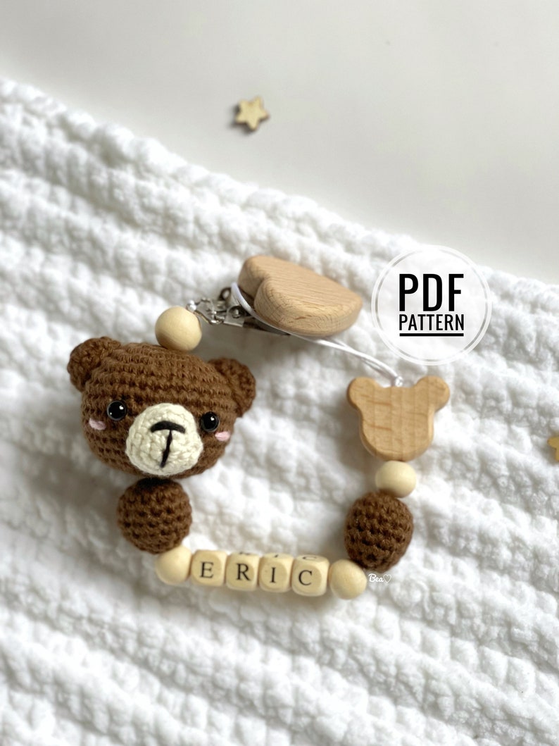 Crochet Pattern Bear Pacifier Clip DIY Pacifier Clip Dummy Etsy