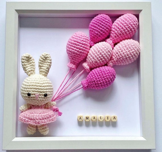 Crochet Bunny & Balloons Frame PATTERN: DIY Baby Room Decor (Digital Download)