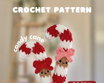 Crochet Candy Cane Pattern, Christmas Crochet Ornament, Amigurumi Winter Plushie, Beginner PDF Tutorial
