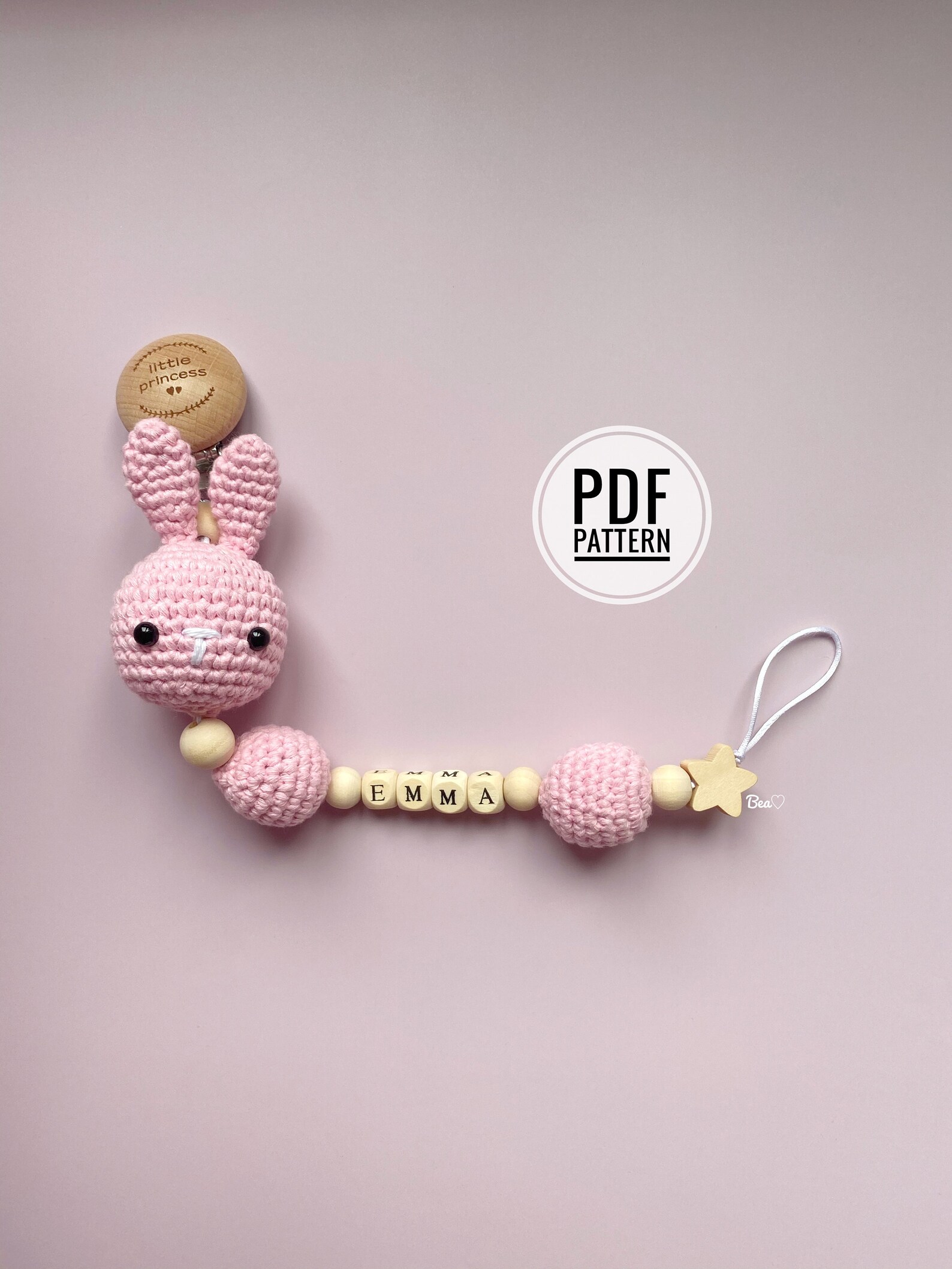 CROCHET PATTERN Bunny Pacifier Clip DIY Pacifier Clip Dummy Etsy
