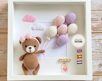 PATTERN: crochet bear, amigurumi bear pattern, bear crochet tutorial, crochet bear frame, English - Spanish - Dutch PDF crochet pattern