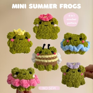 6 in 1 Mini Frogs Crochet Pattern, NO SEW Crochet Pattern, Crochet Frog Pattern, Keychain Amigurumi Froggy, Tiny Frog Crochet Pattern