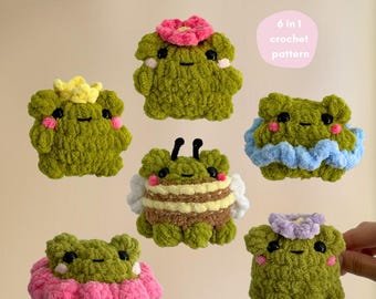 6 in 1 Mini Frogs Crochet Pattern, NO SEW Crochet Pattern, Crochet Frog Pattern, Keychain Amigurumi Froggy, Tiny Frog Crochet Pattern