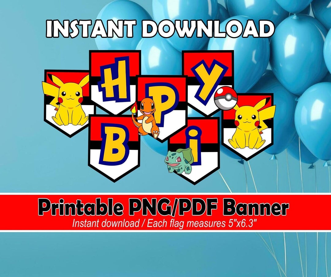 Printable Pikachu Birthday Banner / Instant Download - Etsy
