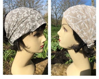 Bandana hairband headscarf light two-tone cotton gray or beige