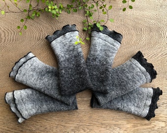Pulswärmer, Armstulpen, Handstulpen aus hochwertigen Wollstrick in Grautönen