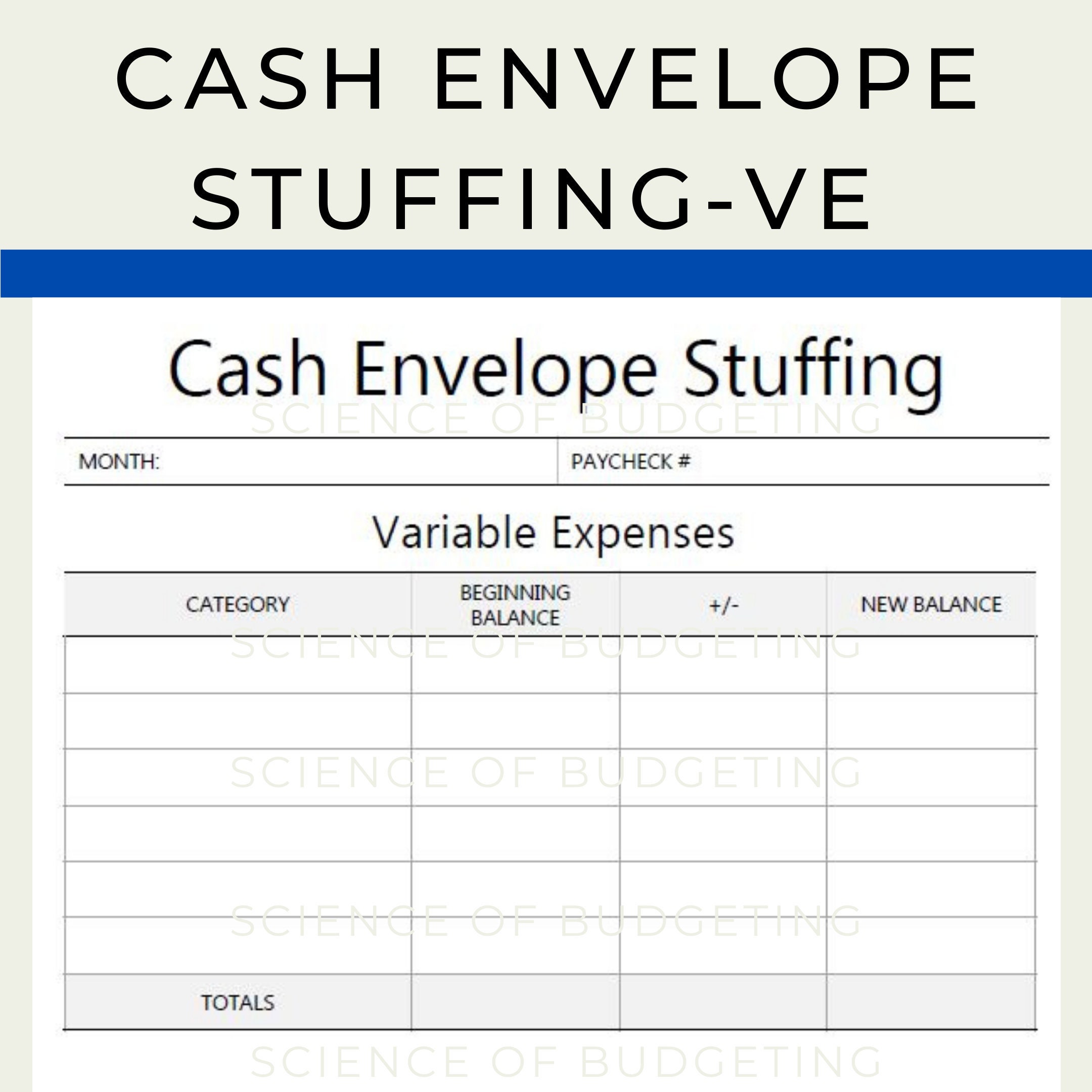Cash Envelope Stuffing Printable for VARIABLE EXPENSES Etsy España