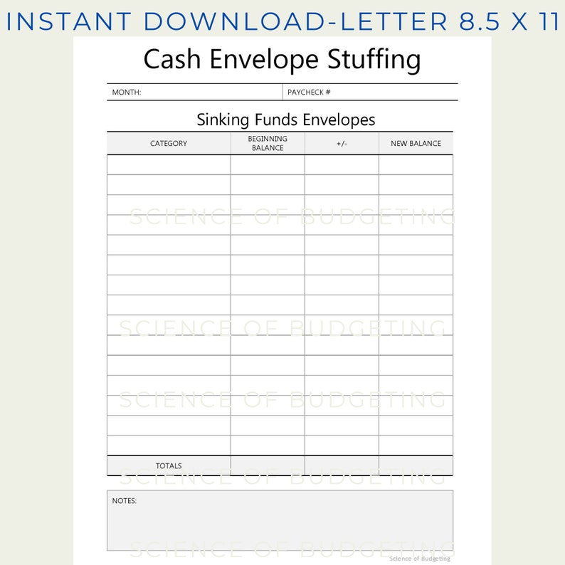 Cash Envelope Stuffing Printable for SINKING FUNDS Etsy
