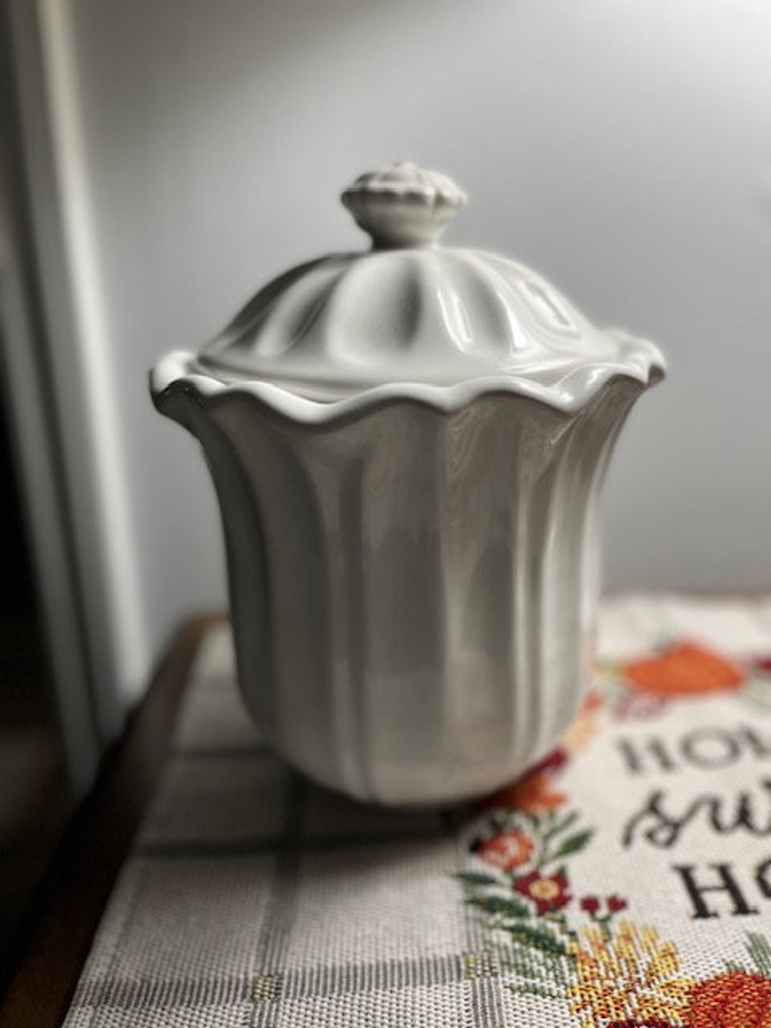 So Pretty White Glass Storage Container Seals Unique Etsy