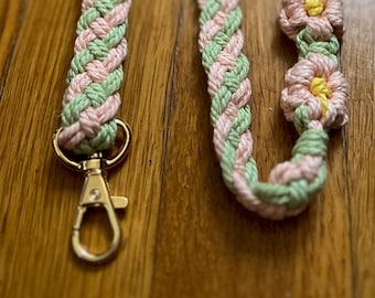 Handmade Macrame Crossbody Purse Strap, Pretty Adjustable Flower Phone Lanyard, Camera Handbag Replacement - Pink Blue Yellow Green White