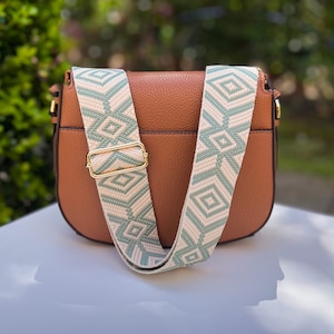 Beige & Moosgrün Western Muster Crossbody Geldbörse Gurt, verstellbare Gitarre Handtasche Ersatz, dicke Kamera Handy Tasche Schlinge, Salbei tan