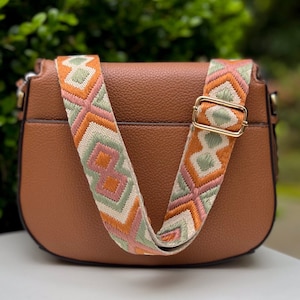 Correa de bolso de guitarra crossbody de bordado, reemplazo de bolso ajustable, eslinga de bolsa de teléfono con cámara, ejército oliva verde marrón rosa beige bronce