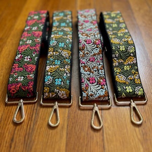 Sommer Blume Crossbody Gitarre Geldbörse Strap, Floral Jacquard gemusterten Handtasche Ersatz, Stickerei Kamera Handytasche, Rosa, Grün, Rot, Blau