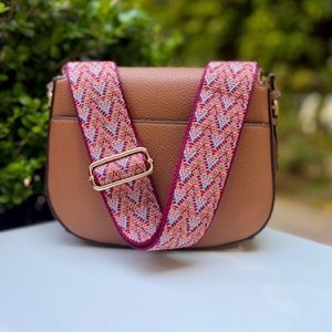 Zick-Zack-Weave-Gitarren-Crossbody-Taschengurt, Chevron Stripe Handtasche Ersatz, verstellbare Kamera Handytasche, Burgund, Rot, Rosa, Blau, Bernstein