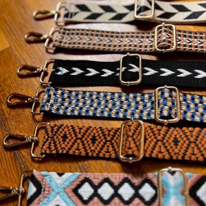 Boho Woven Crossbody Guitar Purse Straps, Adjustable Handbag Replacement, Festival Phone Bag, Camera Sling, Brown Bronze Black Beige