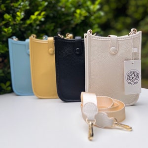 Vegan Leder Handytasche, Sommer Festival Handtasche kleine Kreuzfahrt Schultertasche, Reise Crossbody Sling, Weiß Creme Schwarz Beige Blau