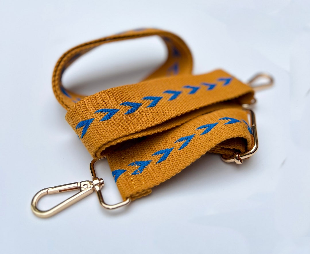 Mustard Yellow Woven Bag Replacement Crossbody Purse Strap, Guitar