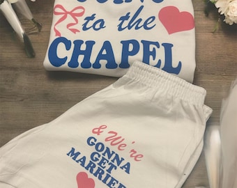 Bridal Lounge Set -Going To The Chapel – Bachelorette, Just Married  Outfit - Bridal Gift
