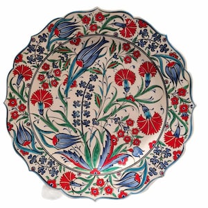 Handmade Turkish Ceramic Plate 12''/30cm - Iznik Ceramic Plate - Ceramic Pottery - Food safe - FREE SHIPPING