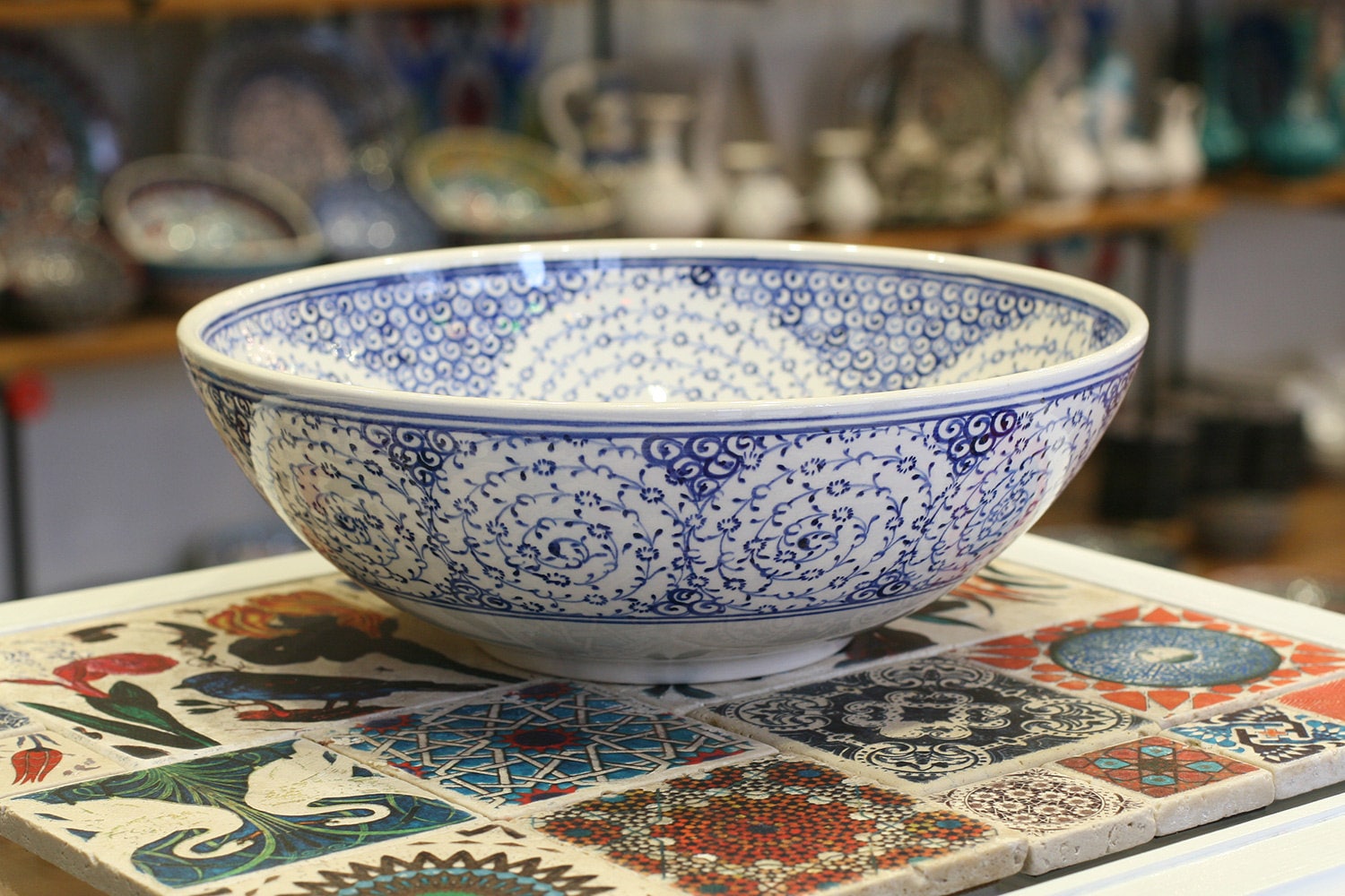 Handmade Turkish Ceramic Bowl 12''/30cm Iznik Ceramic Bowl Turkish