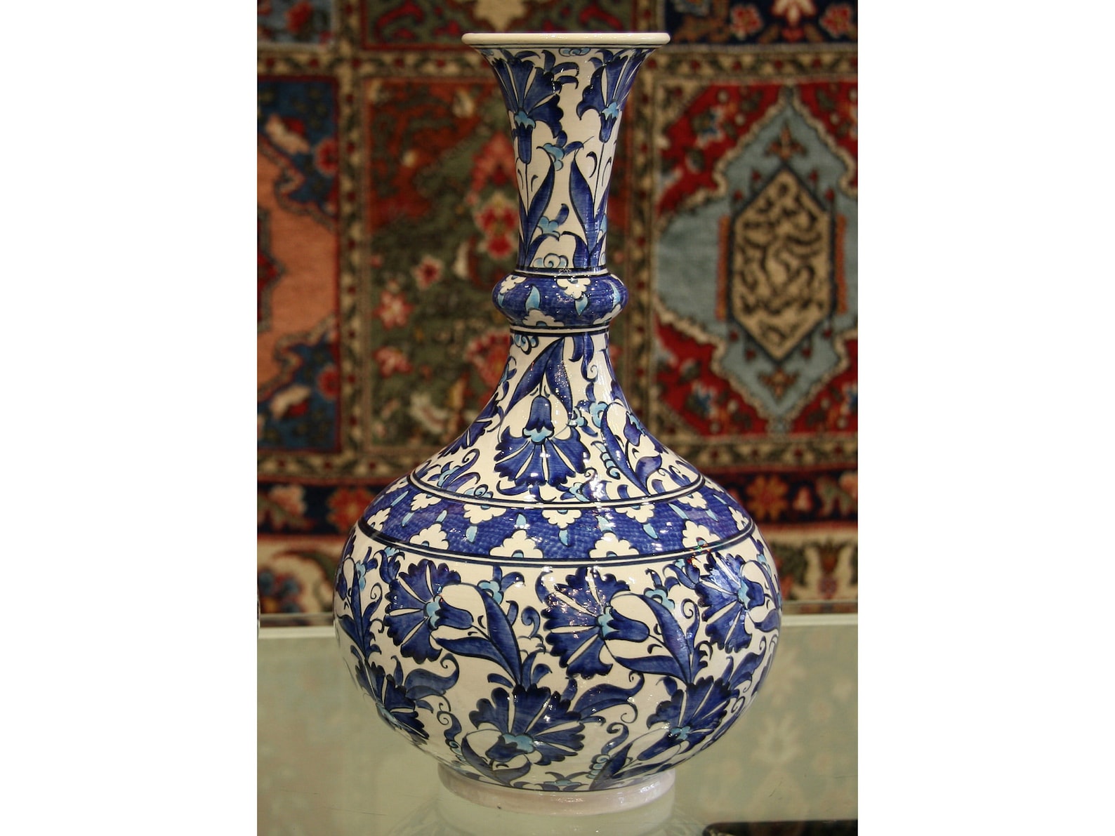 Handmade Turkish Ceramic Vase 12''/30cm Iznik Ceramic Vase Carnation