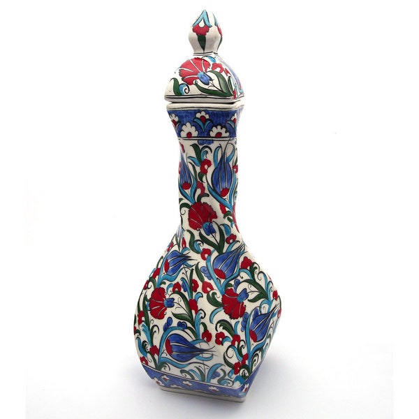 Handmade Turkish Ceramic Jar 14''/35cm - Iznik Ceramic Jar - FREE SHIPPING - Lead Free - Food Sae