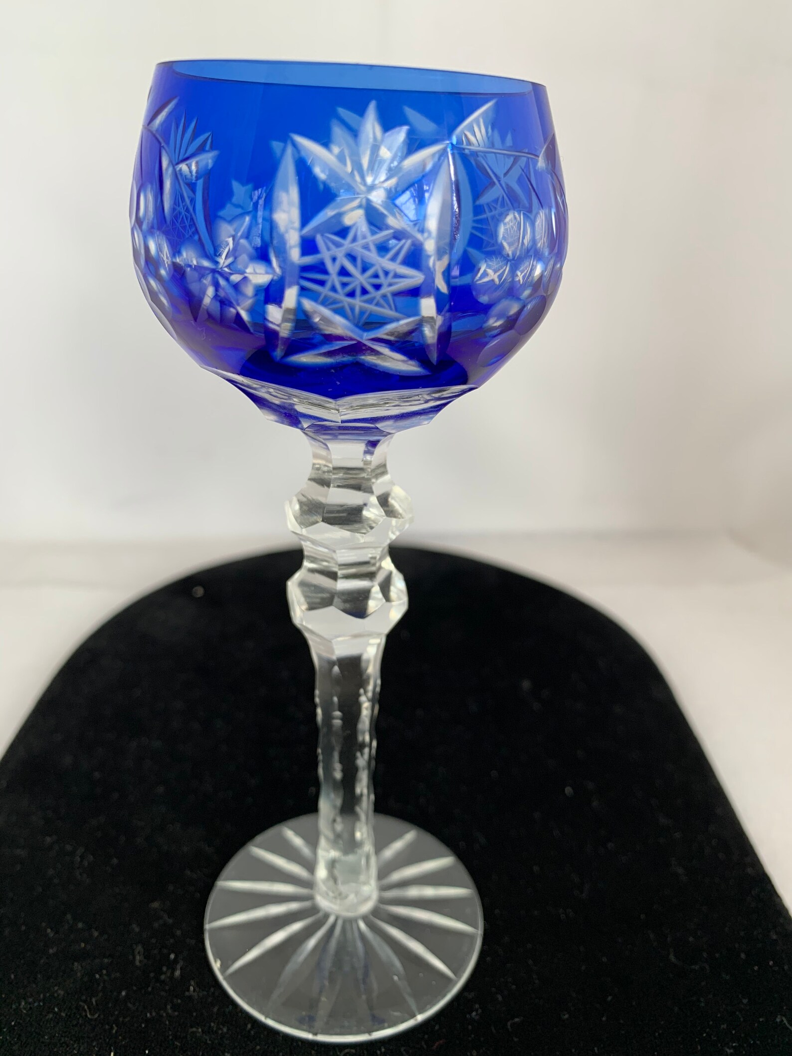 Cut Crystal Cobalt Blue Wine Glass Grape Design W/ Cut Stem Etsy