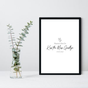 Personalised Kiss The Miss Goodbye Print | Hen Weekend | Lipstick Print | Hen Party Keepsake | Bride To Be | Kiss The Miss |