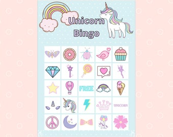 unicorn bingo game etsy
