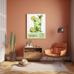 Mojito Cocktail Wall Decor | Kitchen Wall Art | Bar Decor | Drink Recipe Print | Summer Party Decor