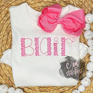 Valentine Name Tee / Everyday Name Tee / Custom Name Shirt / Hot Pink & Light Pink Thread
