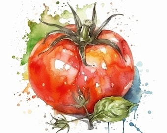 Digital Set of Tomato Watercolor Art