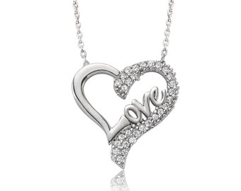 Sterling Silver Love Necklace with Hearth Shape