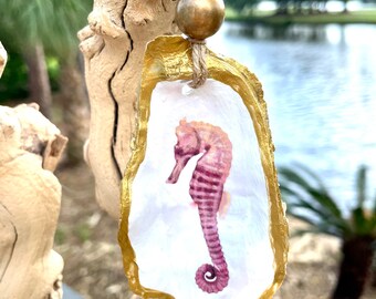 Seahorse Decoupaged Oyster