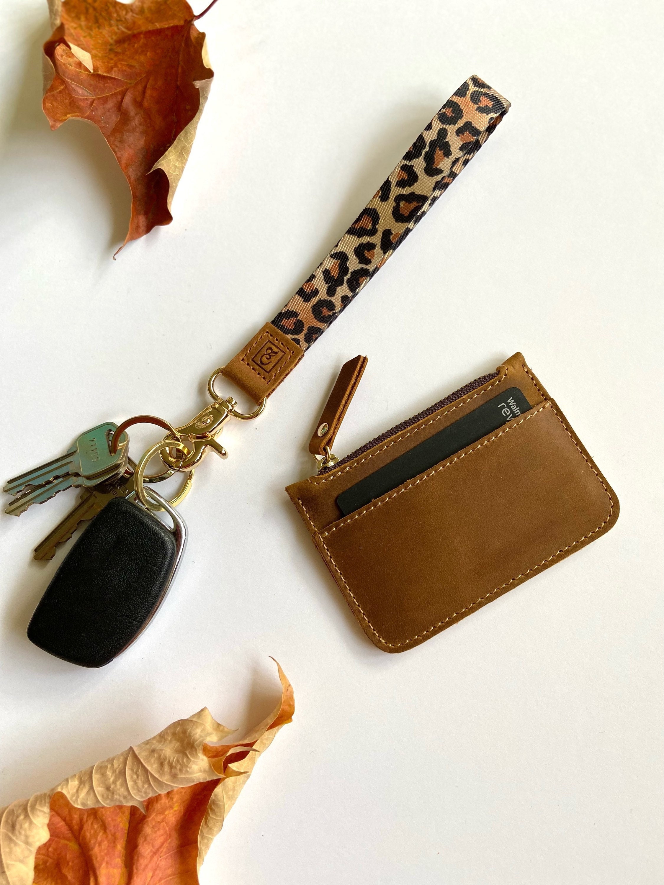 Men Car Key Wallet Crazy Horse Genuine Leather Card Holder Keychain Zipper Bag