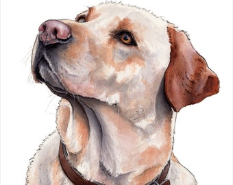 Giclée-tryck med gyllene labrador, väggkonst, barnrumskonst, hundtryck, hundkonst, djurliv, heminredning, guldfärgad hund, husdjursporträtt, akvarell