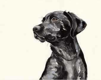 Black Labrador LIMITED EDITION Fine Art Giclée print, wall art, nursery art, dog print, home decor, black dog, pet portrait, labrador