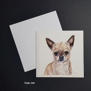 Chihuahua - 15x15cm Grußkarte. Gehämmerte 300g Karte mit weißem Umschlag.