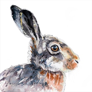 Grey Brown Hare Giclée print, wall art, nursery art, hare print, british wildlife, home decor, animal print, contemporary art, watercolor