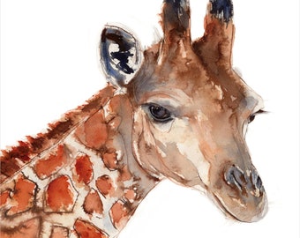 Giraffe print, wall art, nursery art, African print, safari print, wildlife, home decor, watercolour giraffe