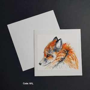 Zorro rojo: tarjeta de felicitación cuadrada de 6 x 6 pulgadas. Tarjeta martillada de 300 g con sobre blanco.