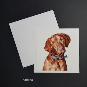 Vizsla hongrois - carte de voeux carrée de 6 x 6 pouces. Carte martelée de 300 g avec enveloppe blanche.